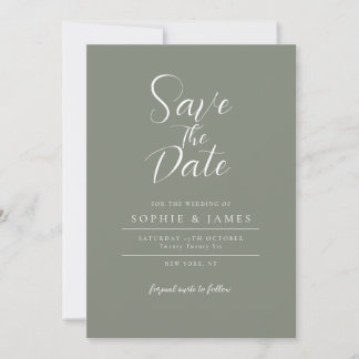 Invitation Mariage minimaliste Moderne Sage Enregistrer La Da