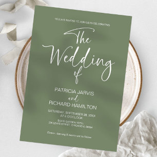 Invitation Mariage minimaliste moderne Sage Green