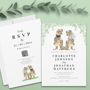 Invitation Mariage Minimaliste Moderne sur le Thème des Dinos