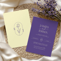 Mariage minimaliste moderne violet et jaune
