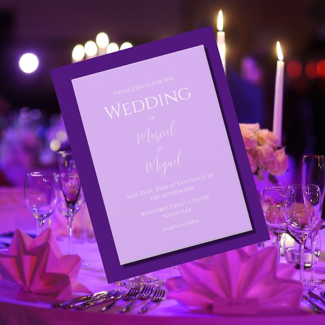 Invitation Mariage minimaliste moderne violet Lilac (Créateur téléchargé)