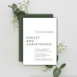 Invitation Mariage minimaliste Moss Green Isolated Names