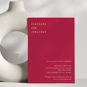 Invitation Mariage Minimaliste Noël Rouge Machine à Écrire