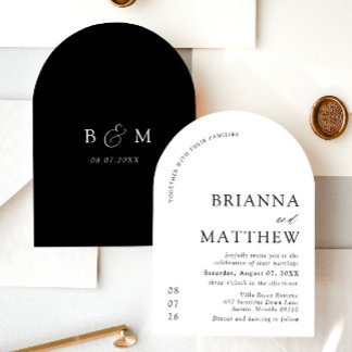 Invitation Mariage minimaliste noir & blanc moderne Arch