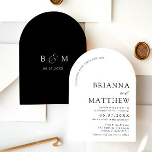 Invitation Mariage minimaliste noir & blanc moderne Arch