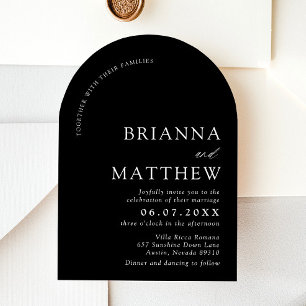 Invitation Mariage minimaliste noir & blanc moderne Arch