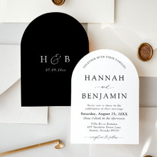 Invitation Mariage minimaliste noir & blanc moderne Arch