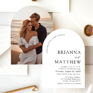 Invitation Mariage minimaliste noir & blanc moderne Arch