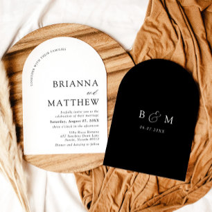 Invitation Mariage minimaliste noir & blanc moderne Arch