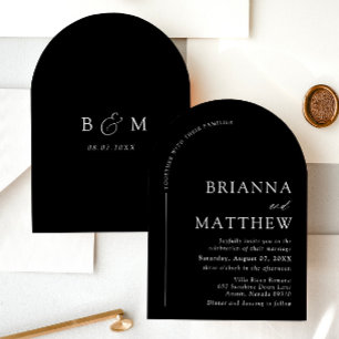 Invitation Mariage minimaliste noir & blanc moderne Arch
