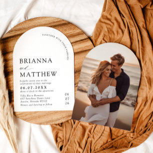 Invitation Mariage minimaliste noir & blanc moderne Arch