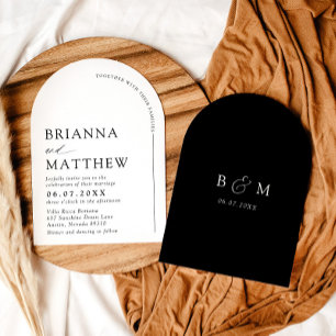 Invitation Mariage minimaliste noir & blanc moderne Arch