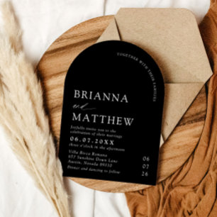 Invitation Mariage minimaliste noir & blanc moderne Arch