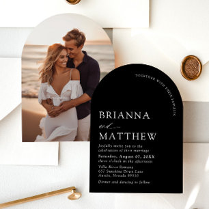 Invitation Mariage minimaliste noir & blanc moderne Arch