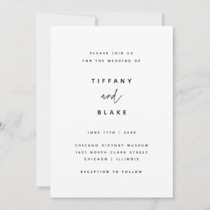 Invitation Mariage Minimaliste Noir Blanc Typographie Simple