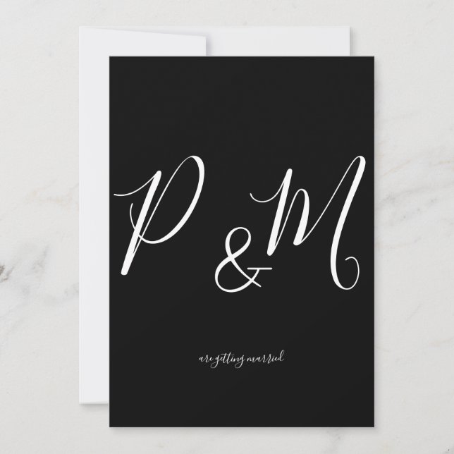 Invitation Mariage minimaliste noir et blanc (Devant)
