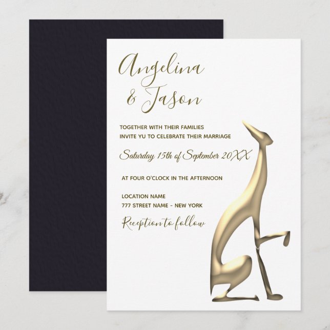 Invitation Mariage minimaliste noir et blanc (Devant / Derrière)