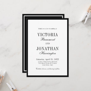 Invitation Mariage minimaliste noir et blanc Luxe et Argenté