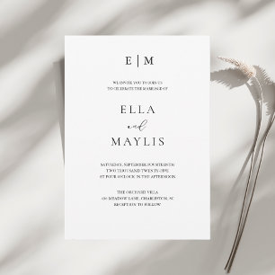 Invitation Mariage minimaliste   Noir et blanc moderne