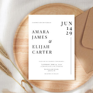 Invitation Mariage Minimaliste Noir et Blanc Moderne