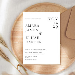 Invitation Mariage Minimaliste Noir et Blanc Moderne