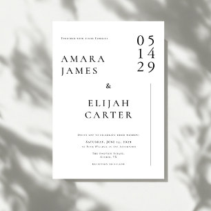 Invitation Mariage Minimaliste Noir et Blanc Moderne