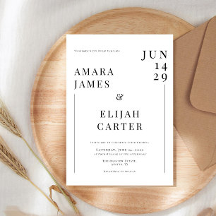 Invitation Mariage Minimaliste Noir et Blanc Moderne