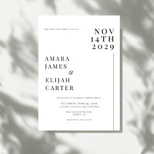 Invitation Mariage minimaliste noir et blanc moderne