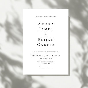 Invitation Mariage Minimaliste Noir et Blanc Moderne