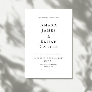 Invitation Mariage minimaliste noir et blanc moderne