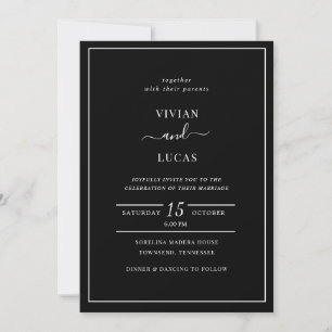 Invitation Mariage minimaliste noir moderne
