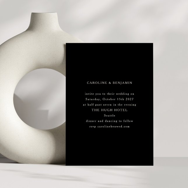 Invitation Mariage minimaliste noir solide classique (Créateur téléchargé)