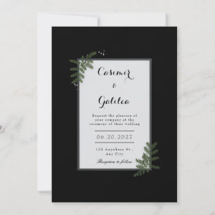 Invitation Mariage Minimaliste Nordique Fougère Baie