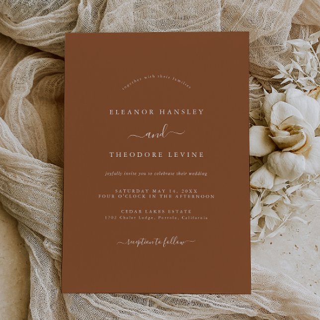 Invitation Mariage Minimaliste Orange Brûlé (Créateur téléchargé)