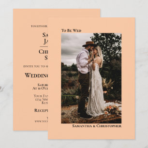 Invitation Mariage Minimaliste Photo Verticale Rose Mariage