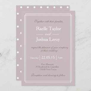 Invitation mariage minimaliste pois blanc roux rose