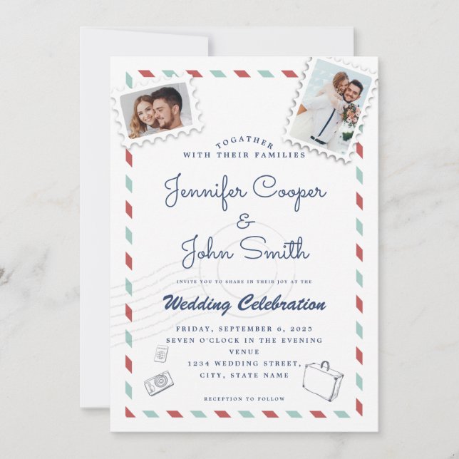 Invitation Mariage minimaliste romantique personnalisé (Devant)