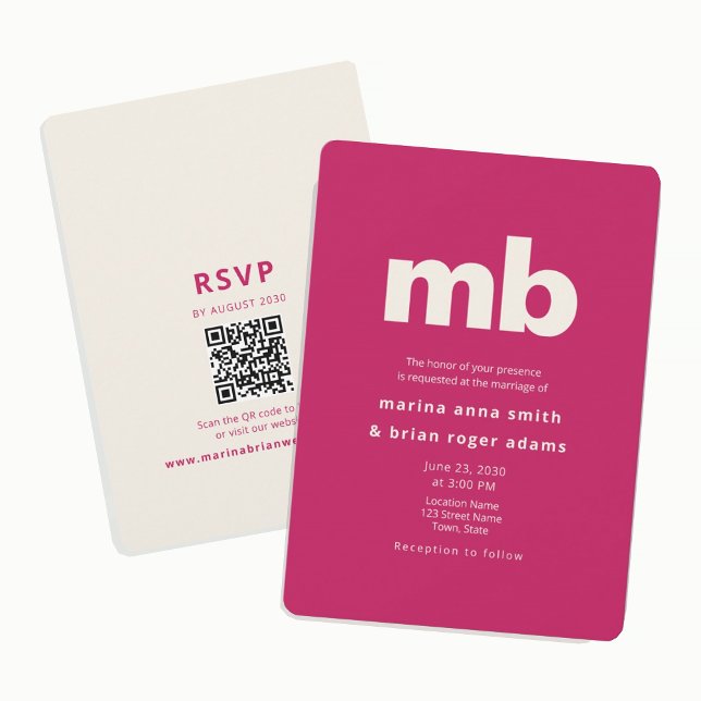 Invitation Mariage Minimaliste Rose Foncé (Créateur téléchargé)