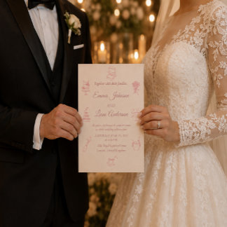 Invitation Mariage minimaliste rose pâle élégant