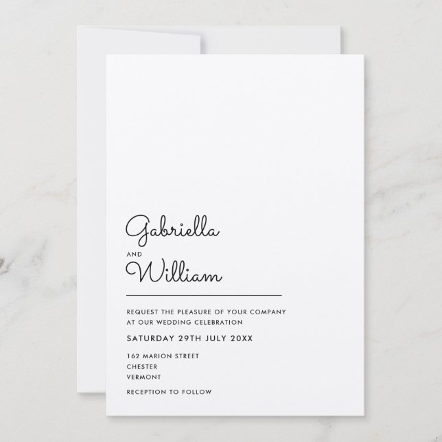 Invitation Mariage minimaliste Rustique Naturel (Devant)