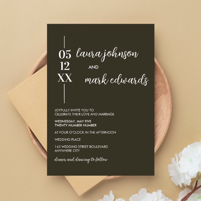 Invitation Mariage minimaliste Sage vert (Sage Green Minimalist Wedding Invitation)