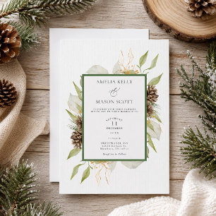 Invitation Mariage Minimaliste Sapin Botanique Cône de Pin