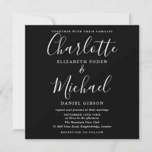 Invitation Mariage Minimaliste Script Noir Et Blanc