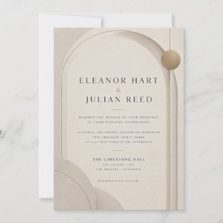 Invitation Mariage minimaliste sculptural de luxe discret Inv