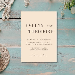 Invitation Mariage minimaliste simple au Champagne et Espress