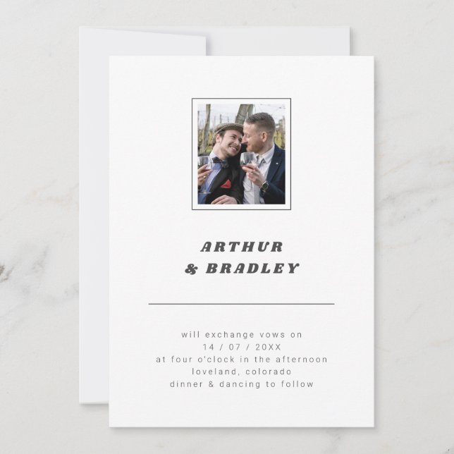 Invitation Mariage minimaliste simple de photo (Devant)