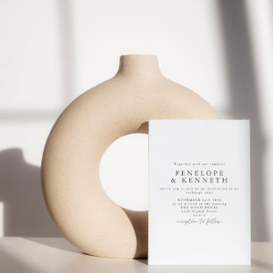 Invitation Mariage Minimaliste Simple Élégant Noir et Blanc