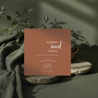 Invitation Mariage minimaliste simple en terre cuite moderne