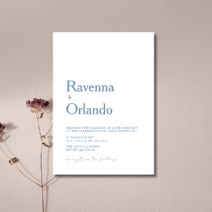 Invitation Mariage minimaliste simple moderne bleu français
