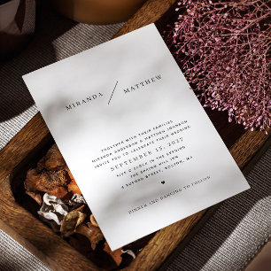 Invitation Mariage minimaliste simple noir et blanc